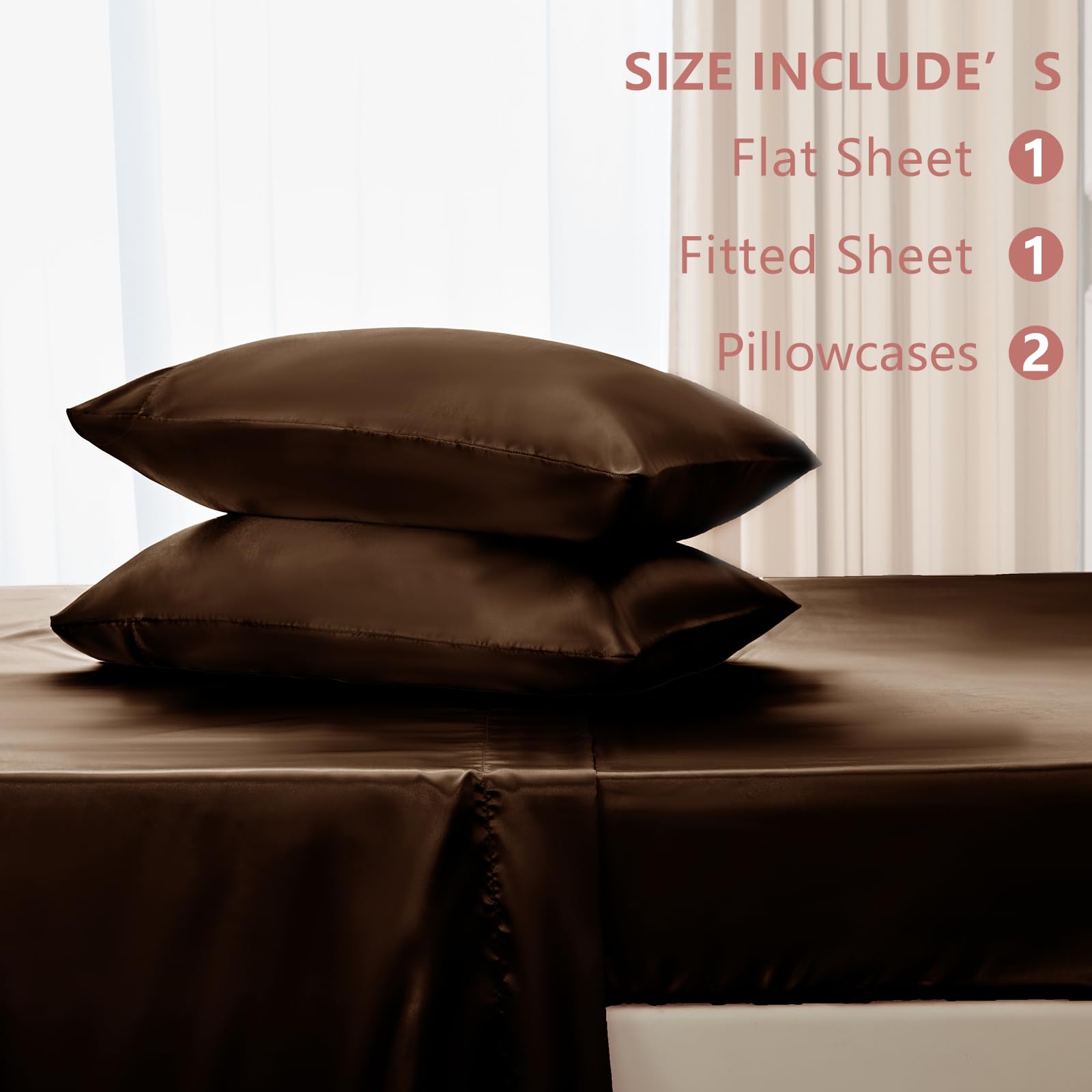 CozyLux satin sheets breathable weave enhances cool comfort on warm nights.