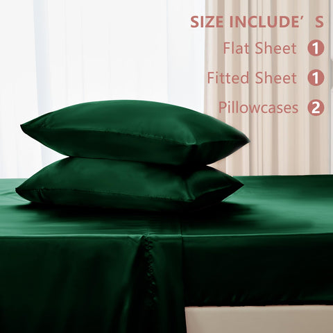 CozyLux satin dark green fabric close-up emphasizes rich color and breathable weave.