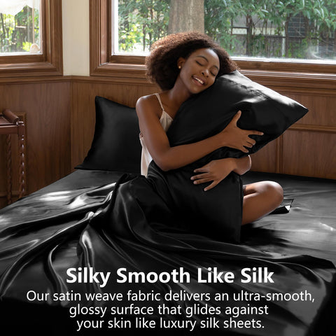 CozyLux satin sheets fitted on mattress shows secure fit.