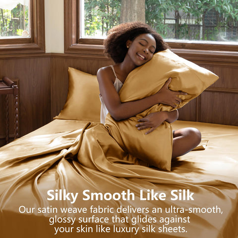 CozyLux satin sheets flat sheet offers a smooth surface for easy bed making.