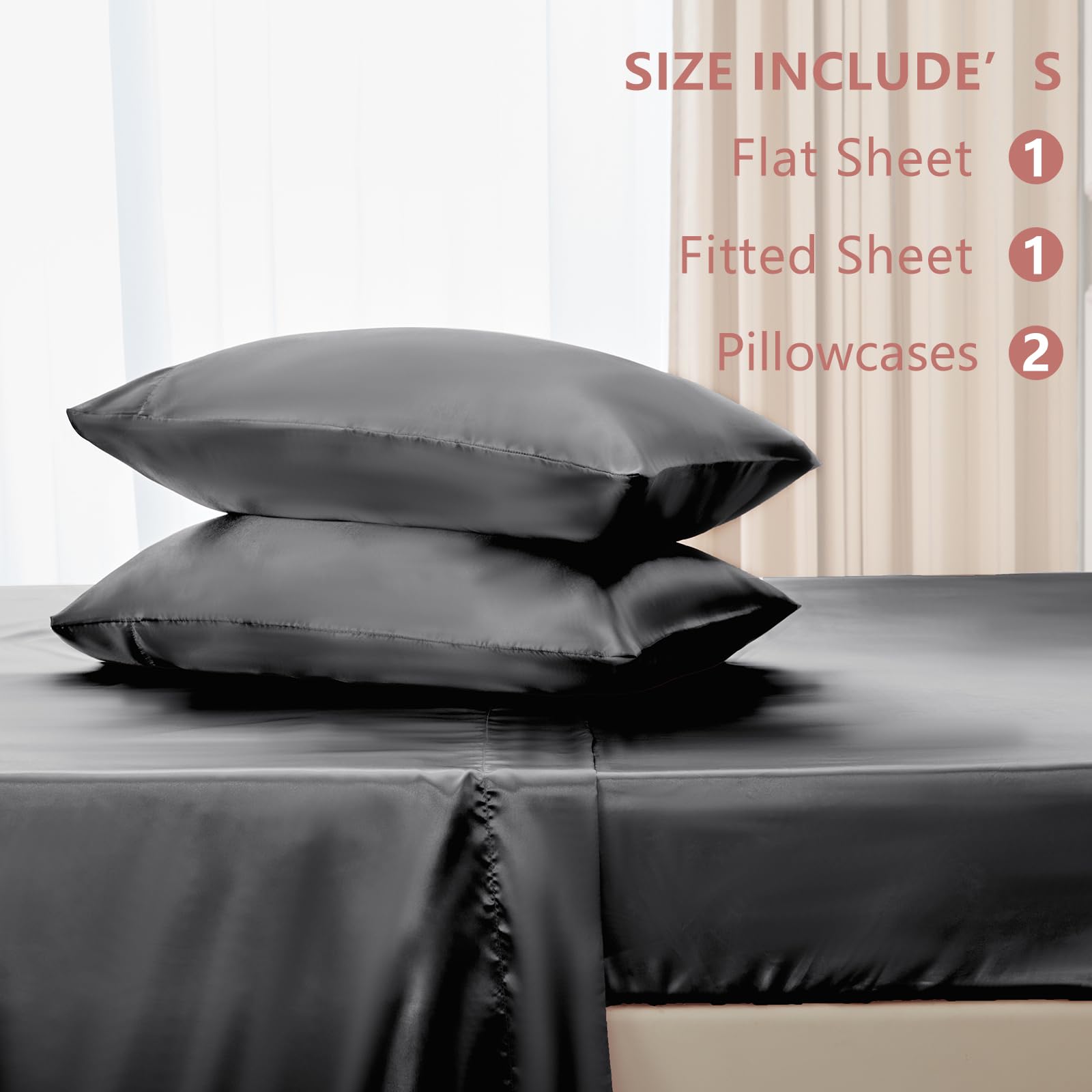 CozyLux Satin Sheets breathable satin weave illustrated for comfortable nights.
