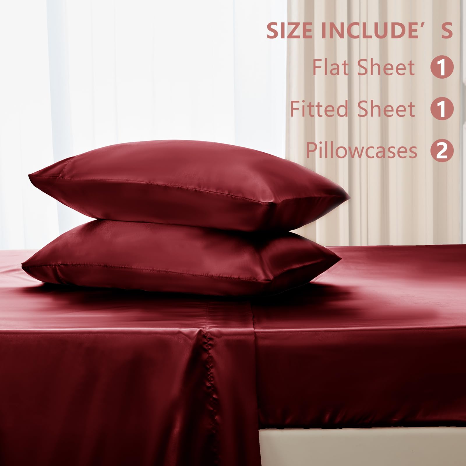 CozyLux satin sheets queen care-wash image emphasizing fade-resistant, wrinkle-free fabrics