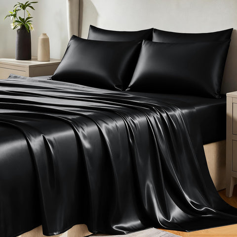 CozyLux satin queen flat sheet shows silky-smooth surface for luxurious sleep
