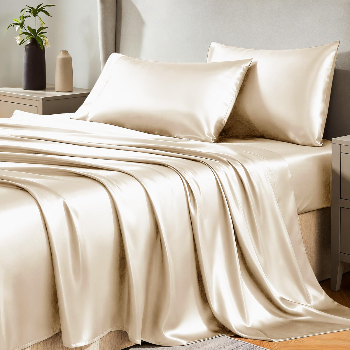 CozyLux satin flat sheet shows silky sheen for luxurious sleep
