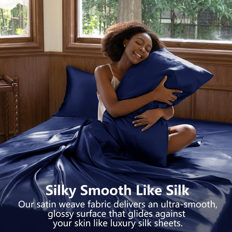 CozyLux satin queen pillowcase 1-pack reduces friction and bedhead.
