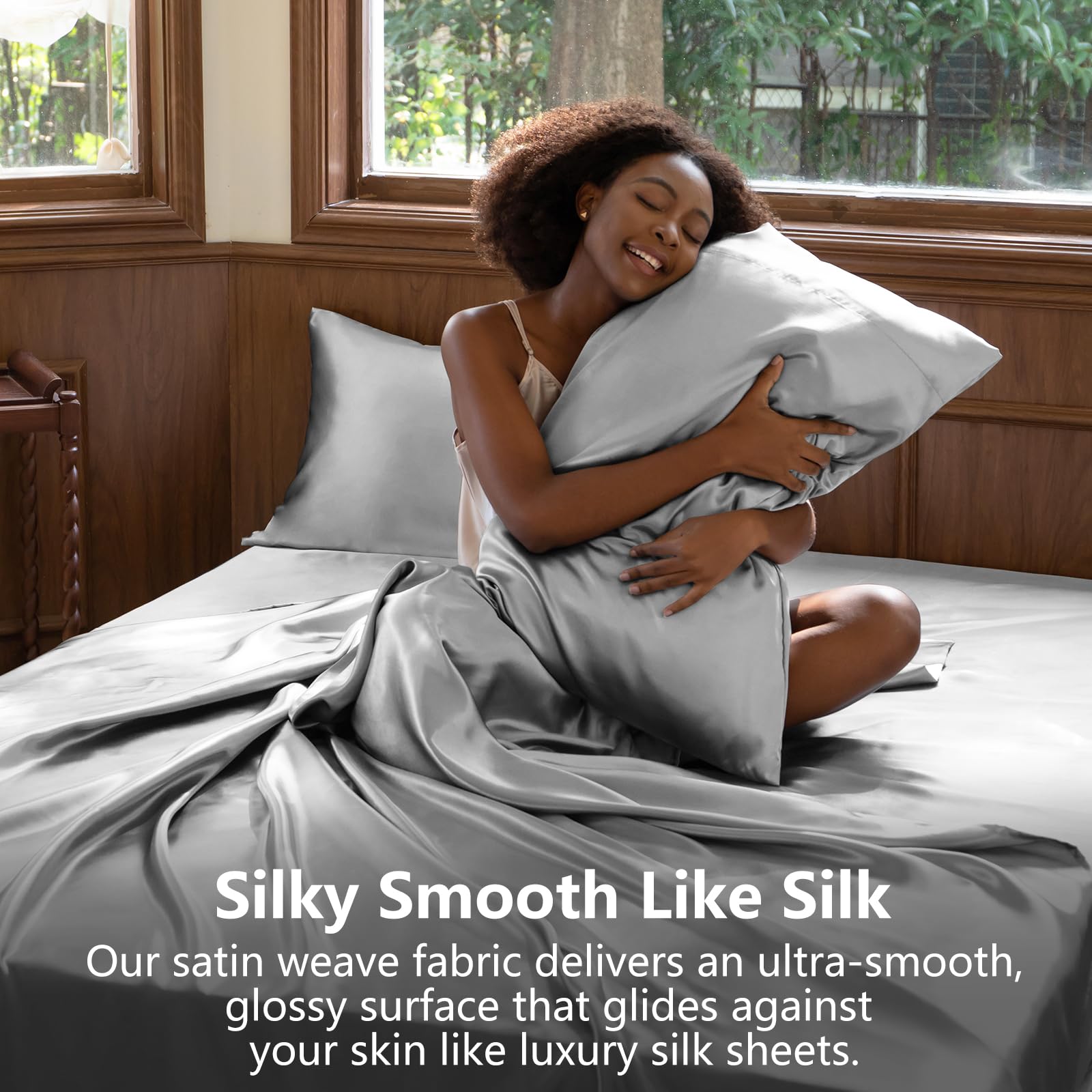 CozyLux satin queen pillowcases minimize bedhead and keep hair smooth.