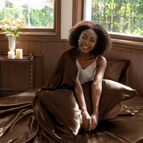 CozyLux satin sheets wrinkle-free fabric remains pristine after washing closeup.