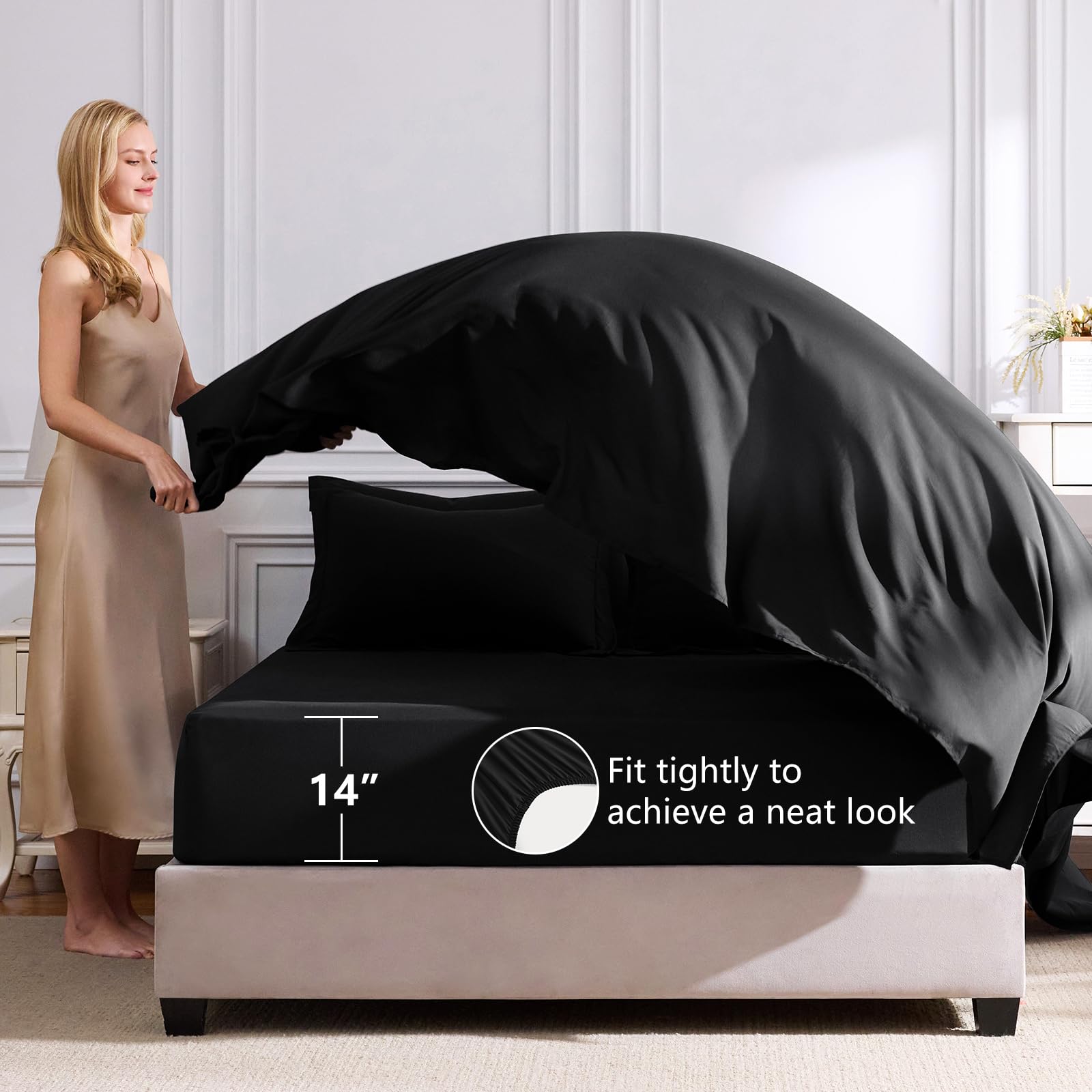 CozyLux box stitching interior keeps fill evenly distributed for neat bedding