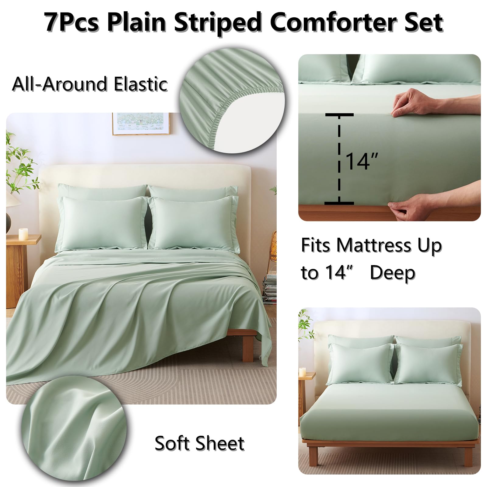 CozyLux stripe design in sage green highlights versatile decor compatibility.