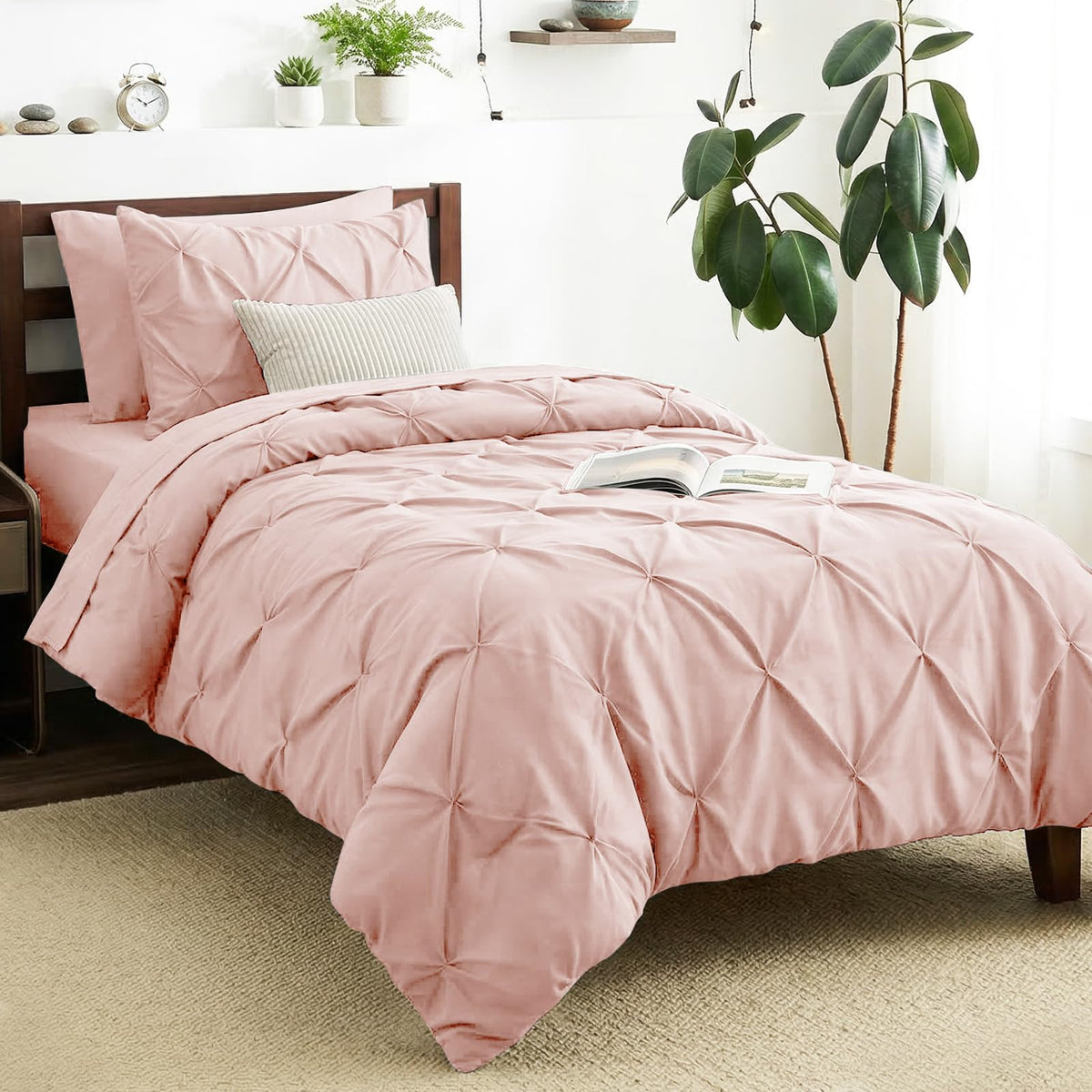 CozyLux twin bed-in-a-bag comforter with pintuck detail for stylish warmth.