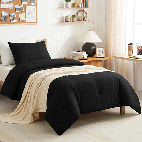 CozyLux twin comforter black fabric close-up showing ultra-soft microfiber for cozy nights