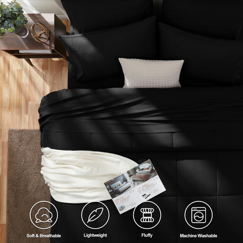 CozyLux twin comforter black stitch detail highlights durable box stitching.