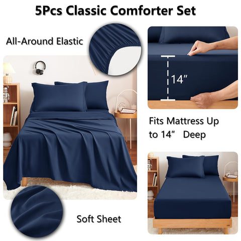 CozyLux fitted sheet close-up showing deep 14-inch pocket and secure elastic edge