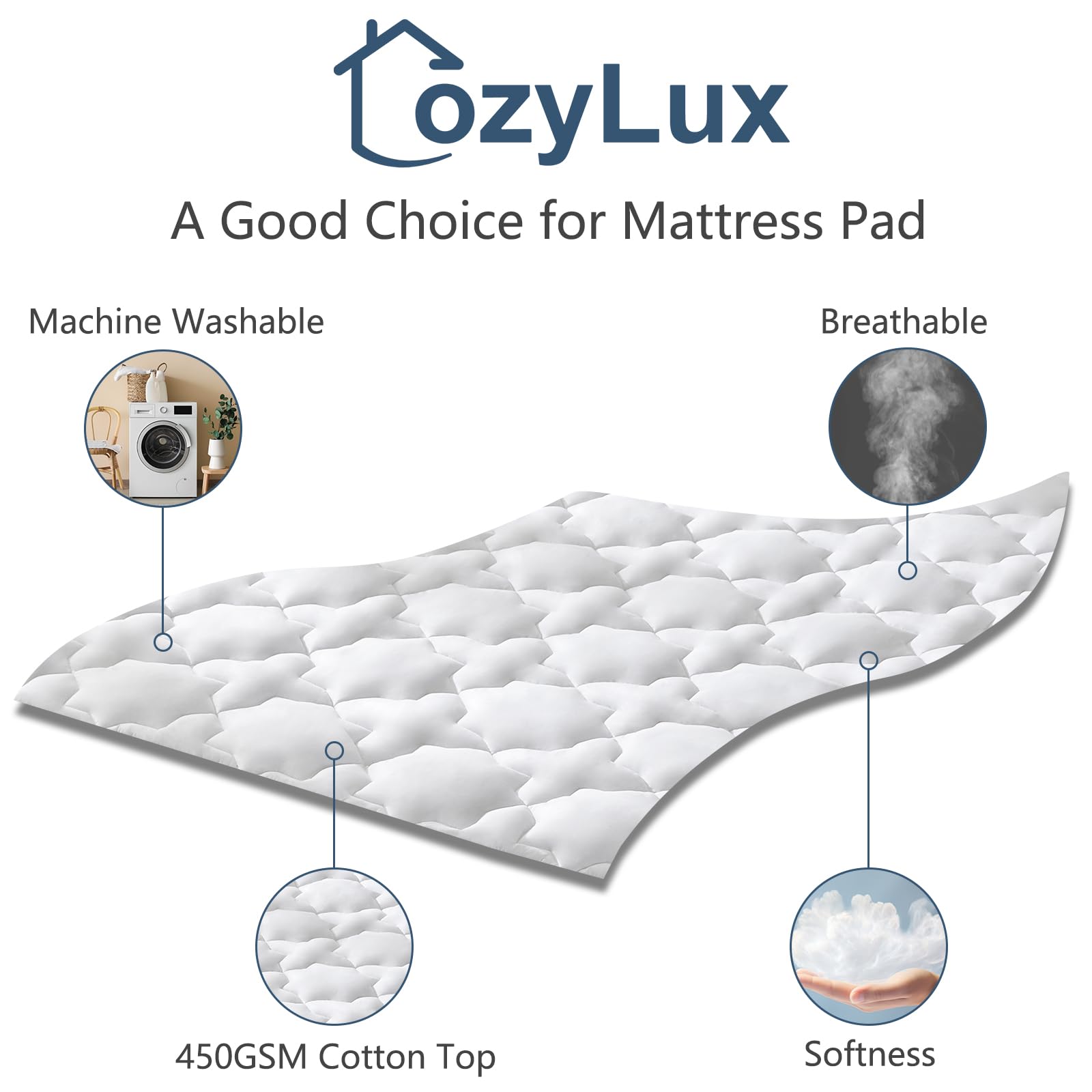 CozyLux deep pocket design fits 8–21 inch mattresses securely.