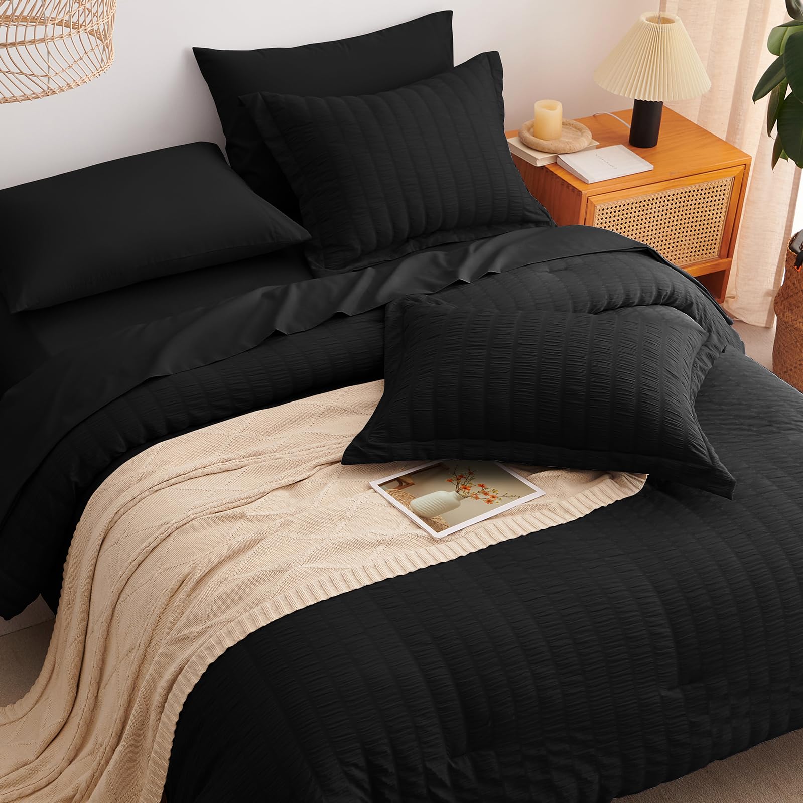CozyLux vacuum-pack packaging helps keep set compact for shipping and storage