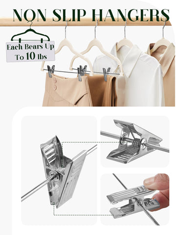 Cozymood shoulder-notch velvet hangers secure thin-strap garments.