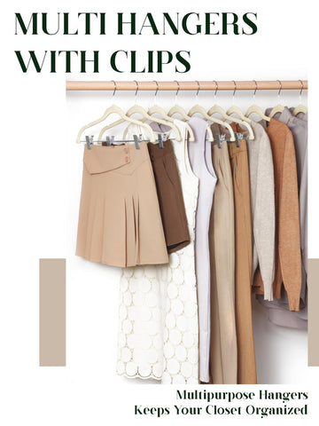 Cozymood velvet hangers with clips securely grip skirts and pants.