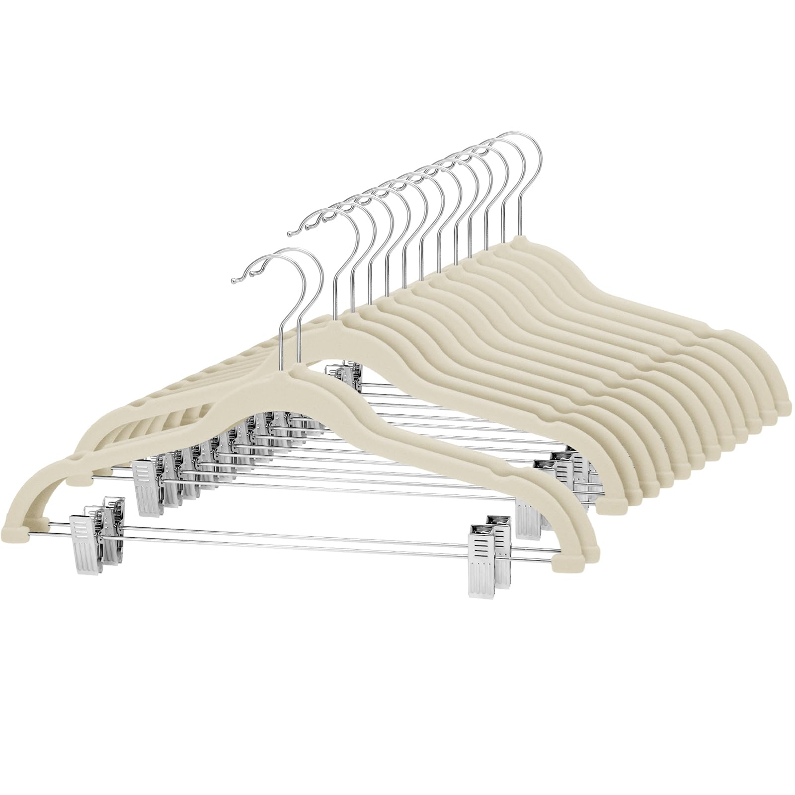Cozymood velvet skirt hangers pack of 24 for space-saving wardrobe organization.