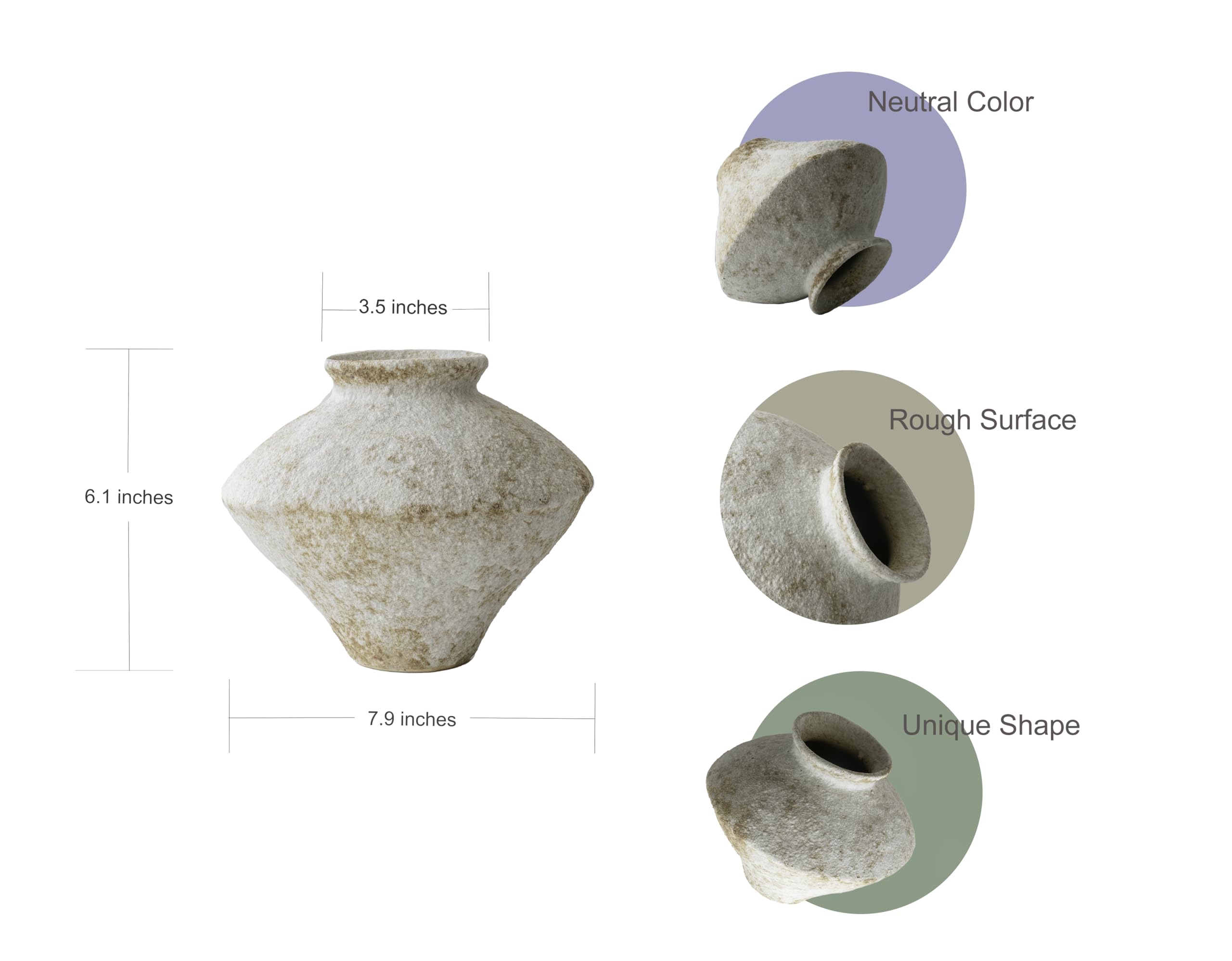 CozyWel textured vase with rustic finish adds depth to shelves and mantels.