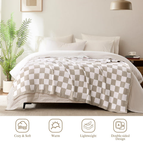 Cozzenity soft fluffy knit blanket closeup shows premium microfiber.