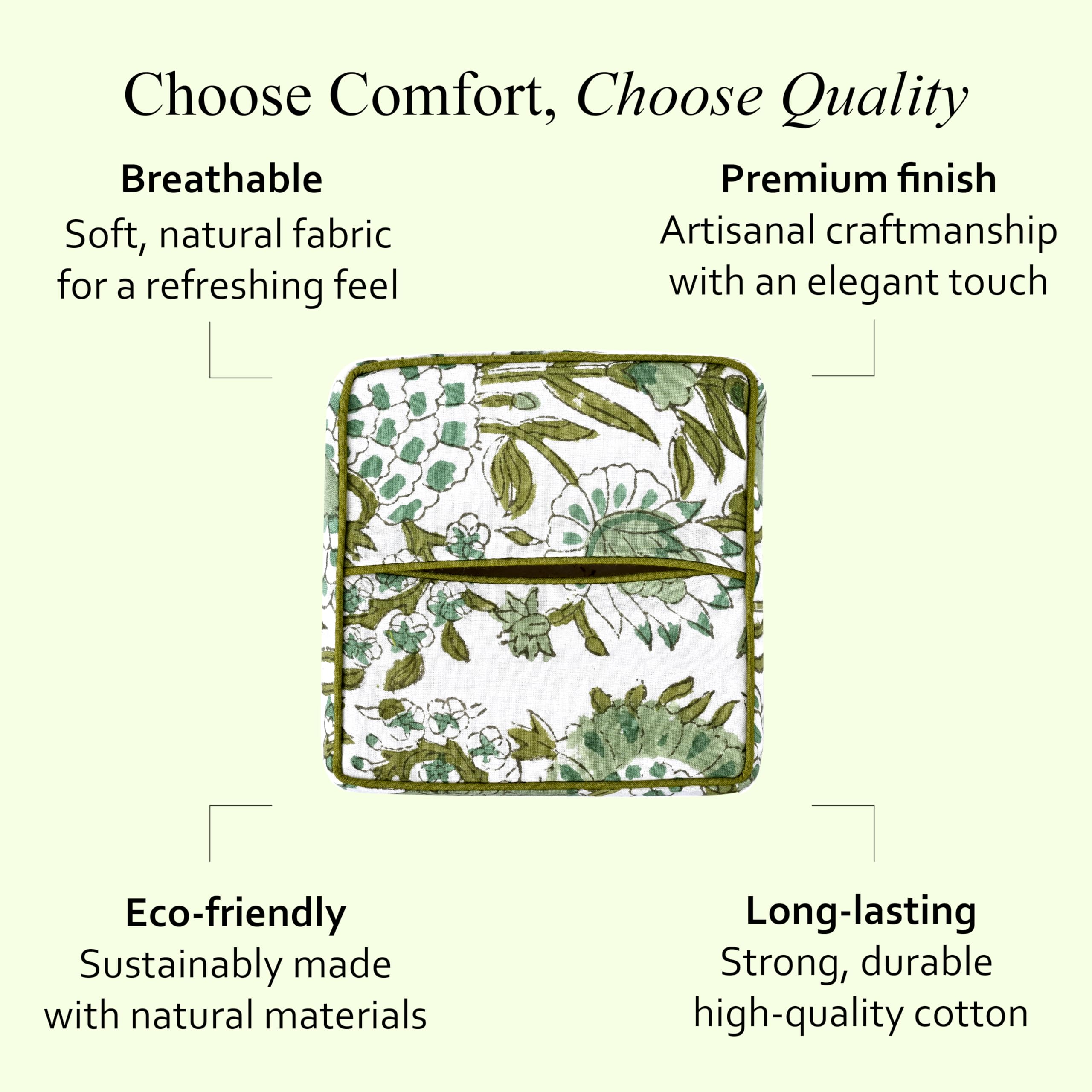CPC Cotton Print Club Agate Green artisan print detail showcases craftsmanship.