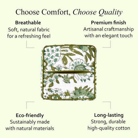 CPC Cotton Print Club Agate Green artisan print detail showcases craftsmanship.