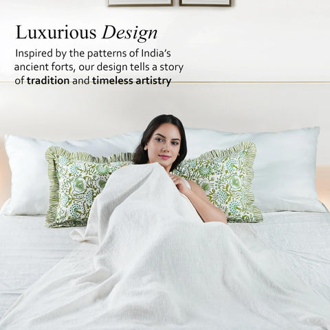 CPC Ruffle accent and agate green hue coordinate with neutral or bold palettes