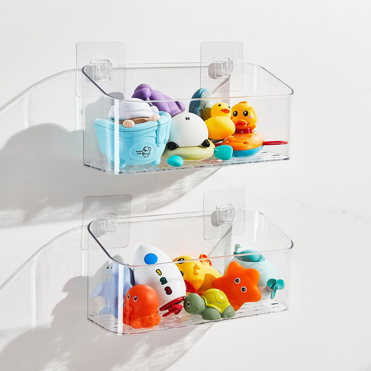 CQUNM bath toy storage holder in bathtub 2-pack keeps toys organized and visible