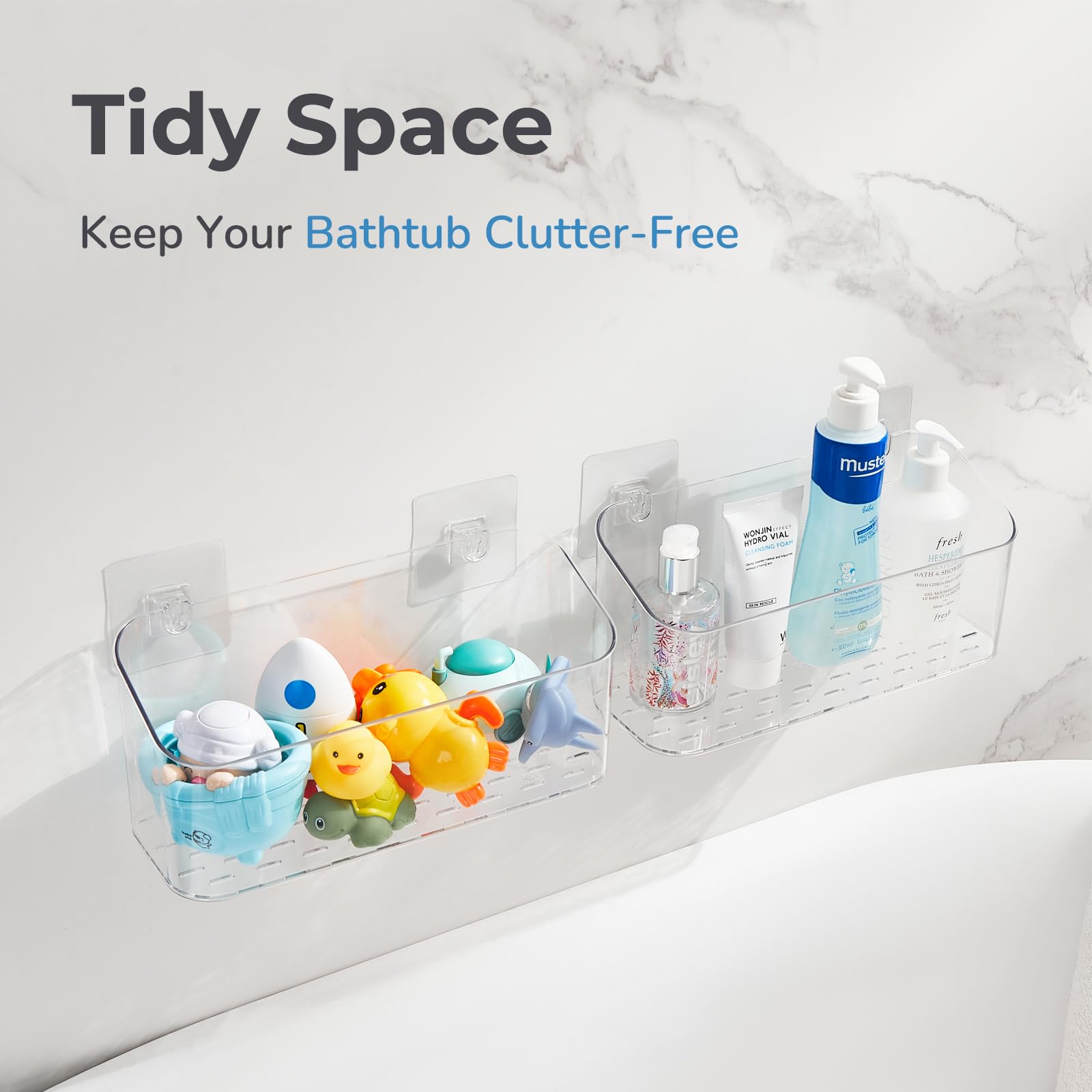 CQUNM shower caddy organizes bath essentials and toys for all bathroom needs