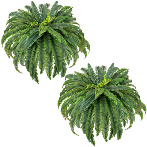 CQURE 48-inch fake fern outdoors with 88 fronds per bundle for durable porch decor