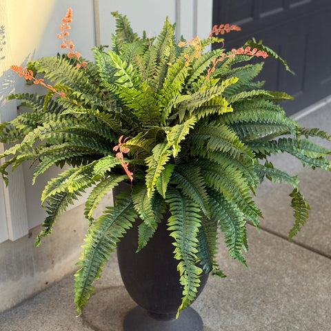 CQURE 50 inch fake fern in living room decor for year round greenery.
