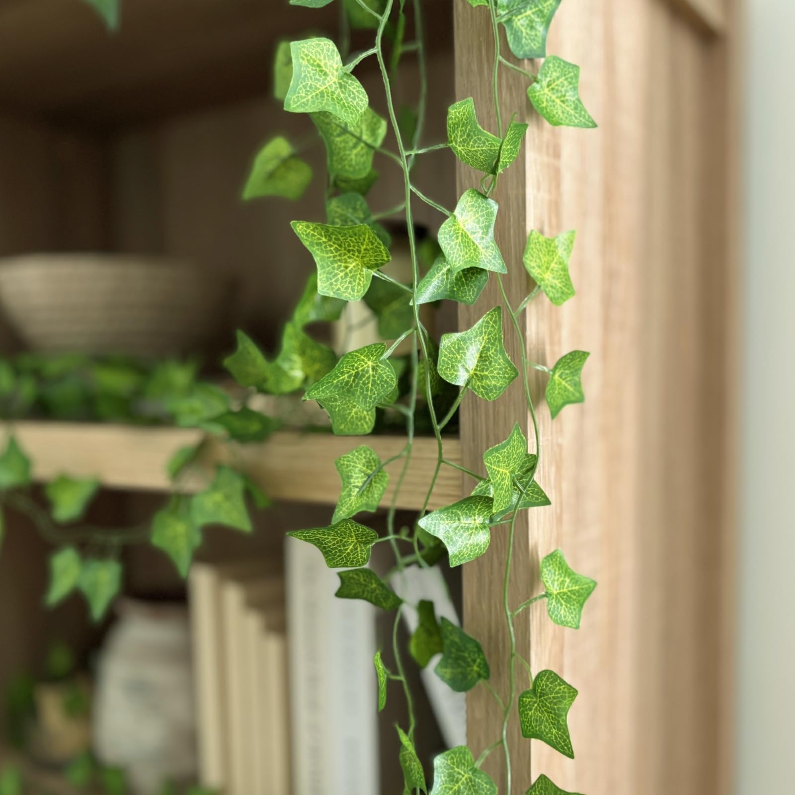 CQURE bedroom decor ivy garland creates calming green ambiance.