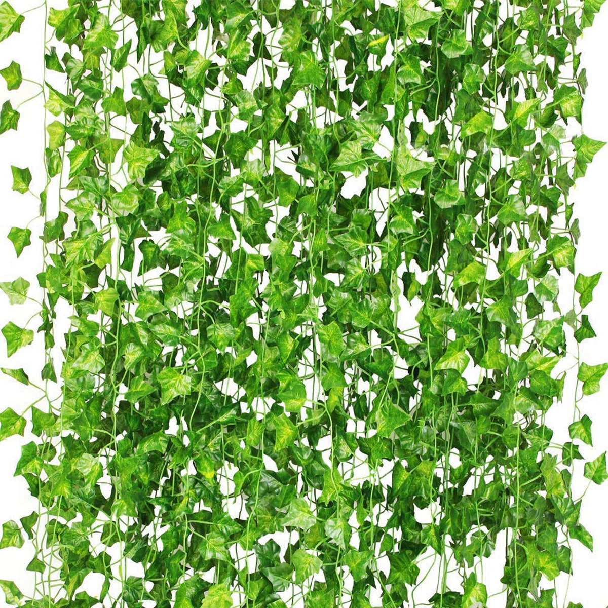 CQURE artificial ivy garland close-up leaves for lush interior decor.