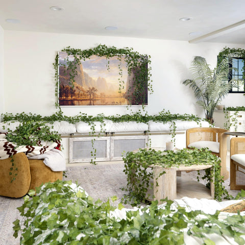 CQURE artificial ivy stems close-up highlighting flexible fabric stems