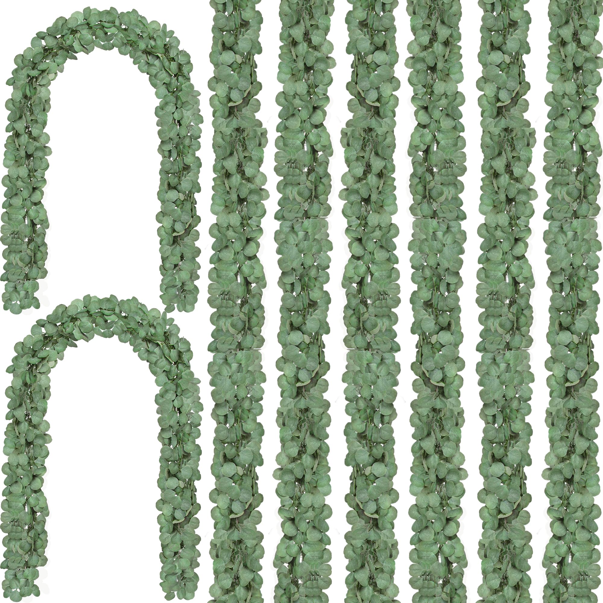 CQURE eucalyptus garland 30pcs pack, lush leaves for versatile wedding décor.
