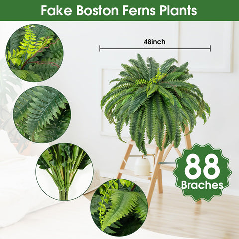 CQURE outdoor porch decor fake fern maintenance-free for busy spaces