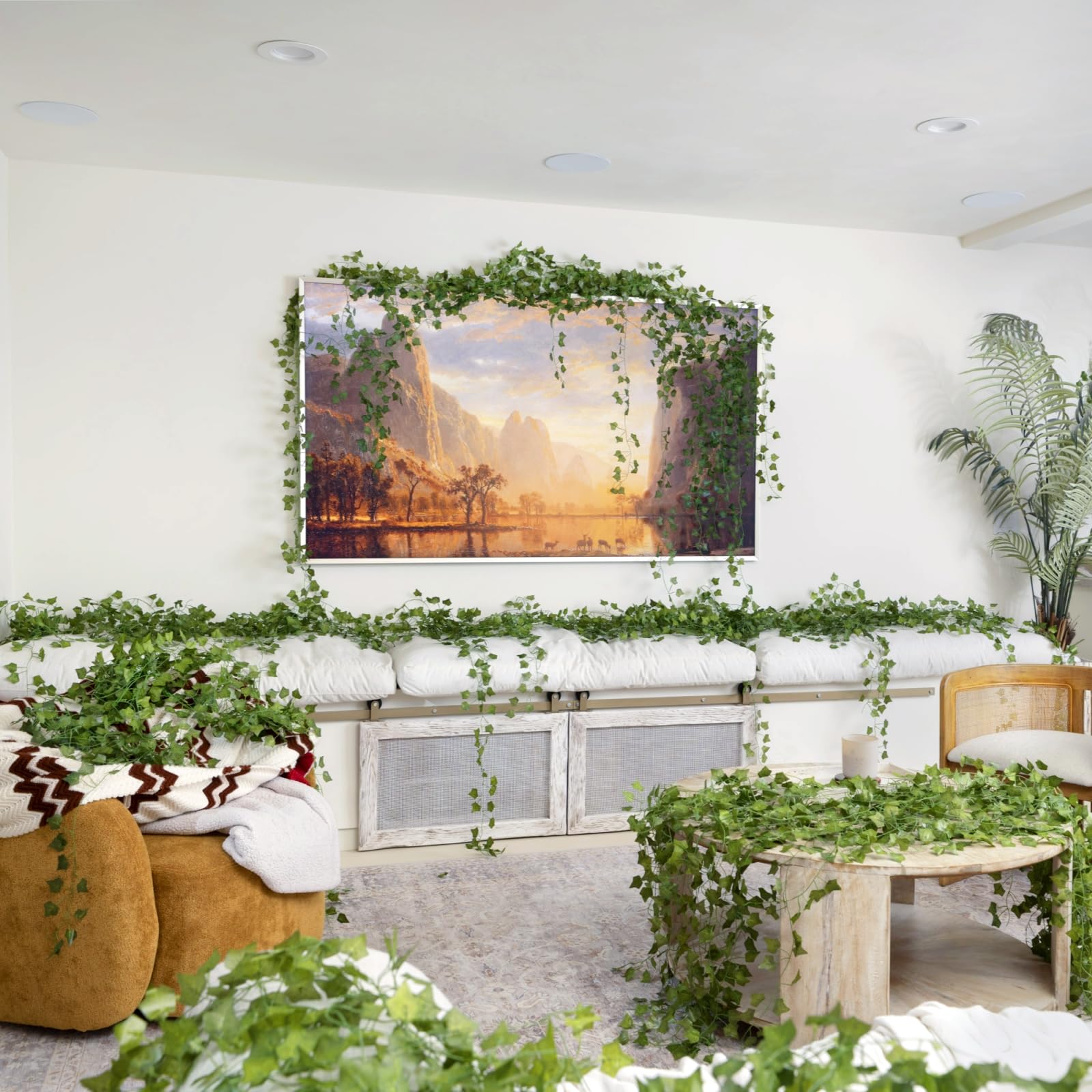 CQURE greenery garland is easy to cut and shape for custom layouts.