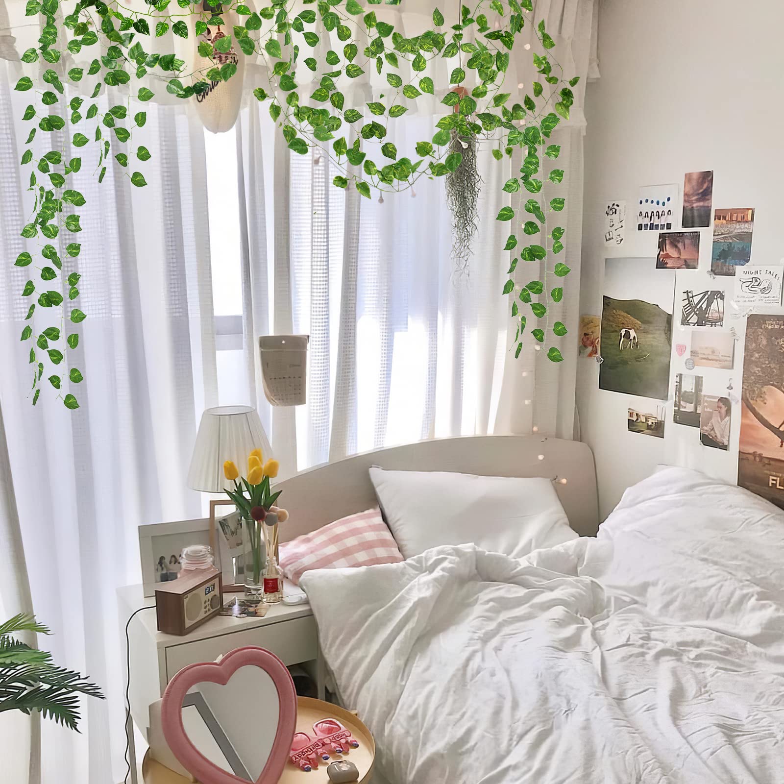 CQURE ivy garland accenting walls and room decor