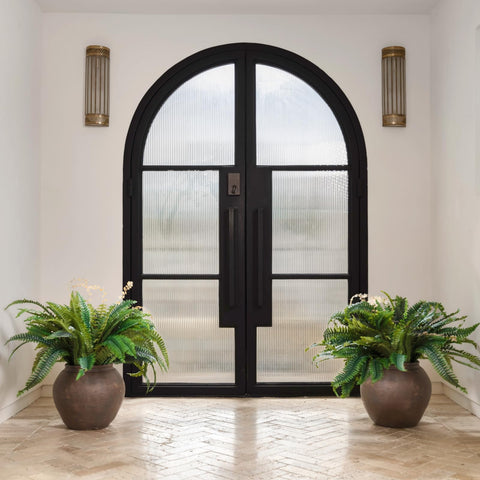 CQURE outdoor fern decor enhances curb appeal with year-round color.