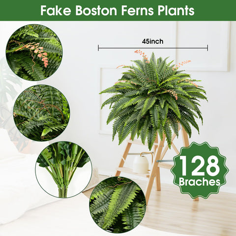 Two-pack outdoors-friendly ferns add lush greenery to planters.