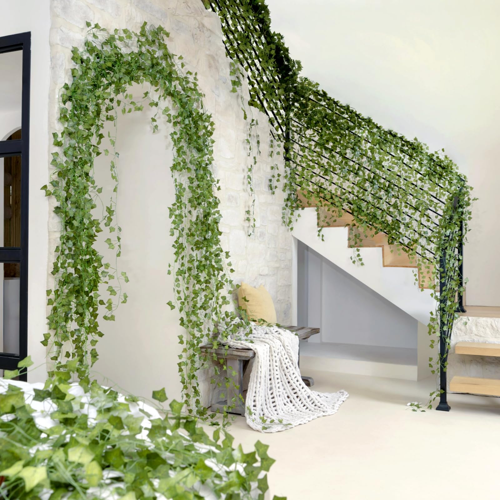 CQURE durable ivy leaves with flexible stems for DIY