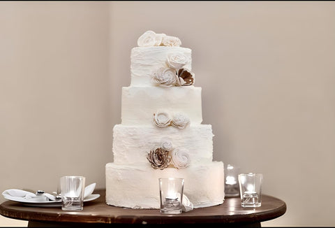 Crafare 5-tier foam cake dummy, 8-inch diameter, lightweight for easy setup and reuse.