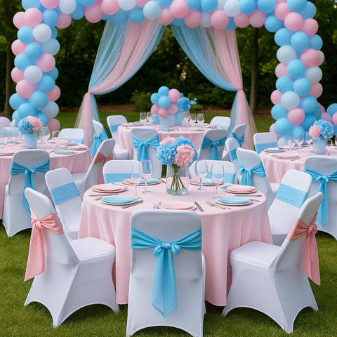 Craft And Party wrinkle-free chair cover care: machine washable and quick-drying for frequent events.