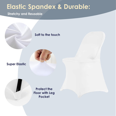 Craft And Party fitted chair cover after installation on a folding chair demonstrates secure, wrinkle-free fit.