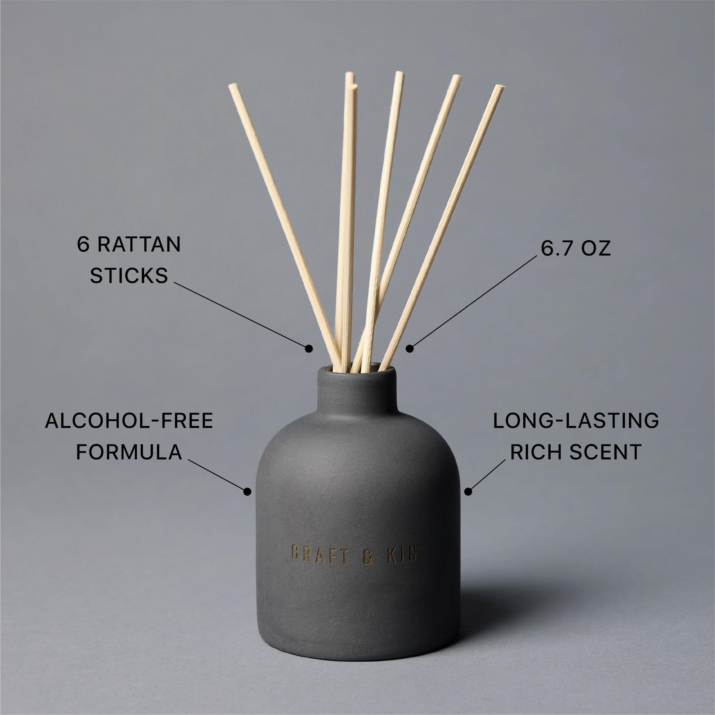 Ceramic diffuser jar placed on shelf adds elegant decor and steady scent