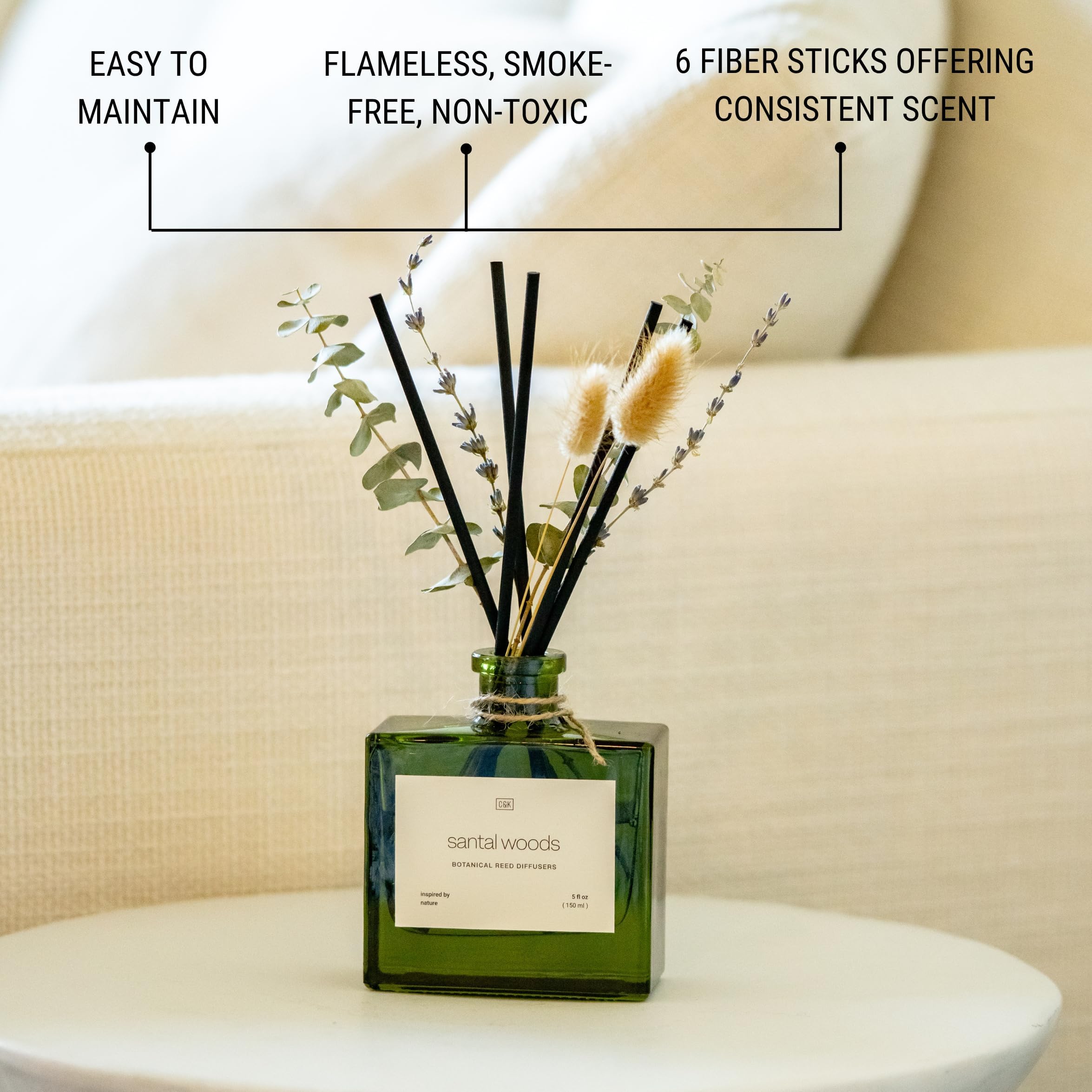 Craft and Kin Santal Woods near living spaces for relaxing vibe.