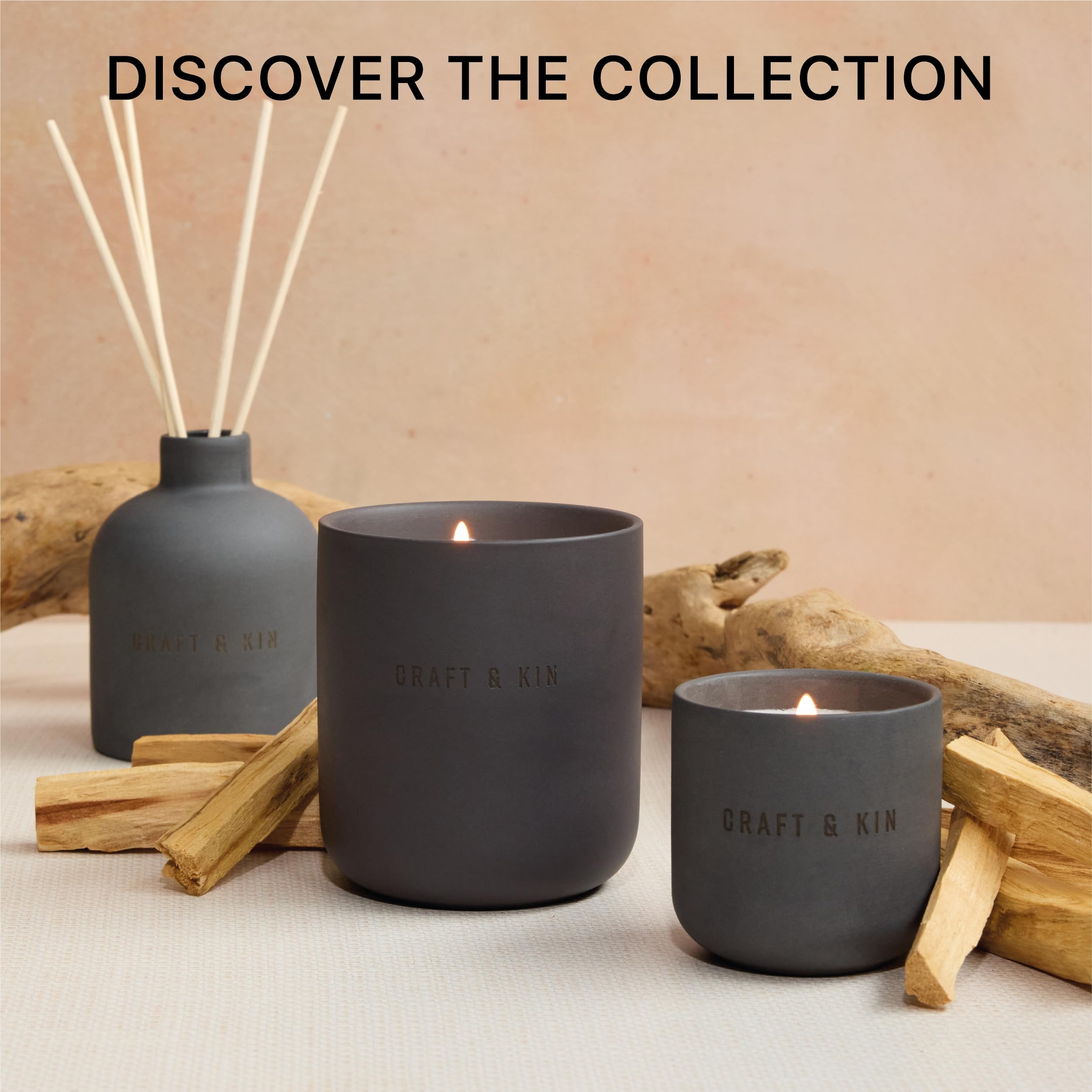 Living room scene with Santal Woods diffuser delivering cozy ambiance