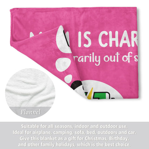 Craftique Mom's Charging Blanket size label — generous 60x50 inch coverage