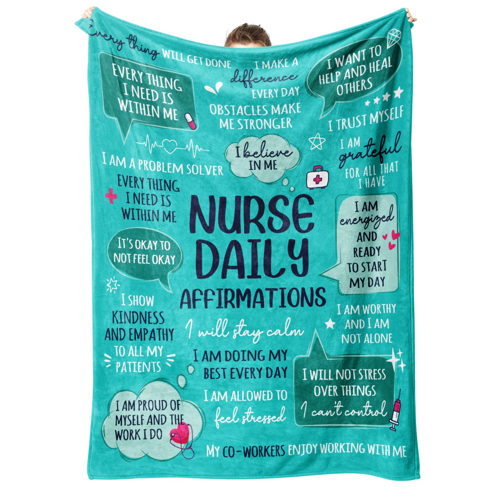 Craftique nurse blanket with daily affirmations for daily motivation