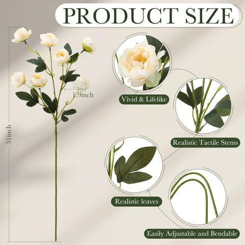 Craftsatin realistic silk peony stems with bendable cores for DIY arrangements.